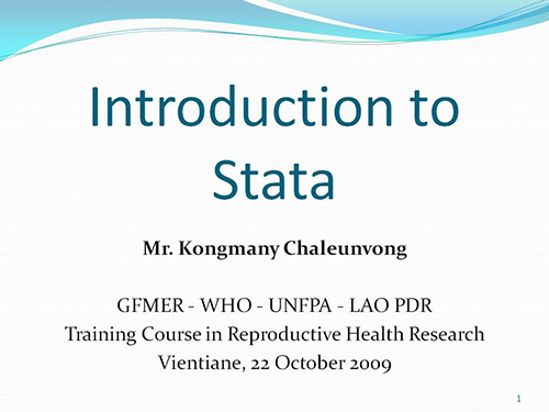 Introduction to Stata - Kongmany Chaleunvong