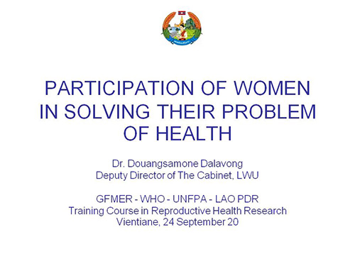 Participation of women in solving their problem of health - Douangsamone Dalavong
