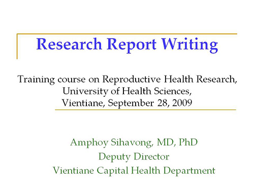 Writing Research Reports