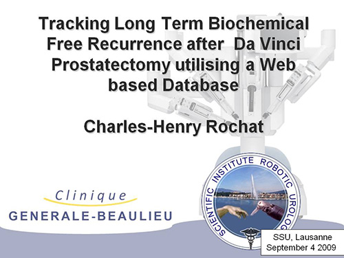 Tracking long term biochemical free recurrence after Da Vinci prostatectomy utilising a web based database - Charles-Henry Rochat