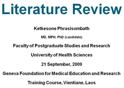 Literature review - Ketkesone Phrasisombath