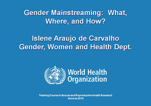 Gender mainstreaming: what, where, and how? - Islene Araujo de Carvalho