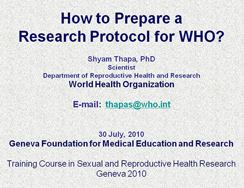 How to prepare a research protocol for WHO? - Shyam Thapa
