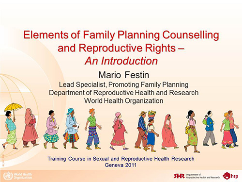 Elements of family planning counselling and reproductive rights – An introduction