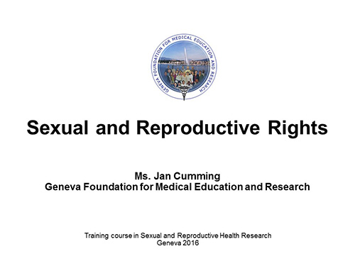Sexual and reproductive rights - Jan Cumming