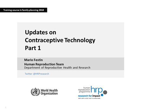 Updates on contraceptive technology. Part 1 - Mario Festin