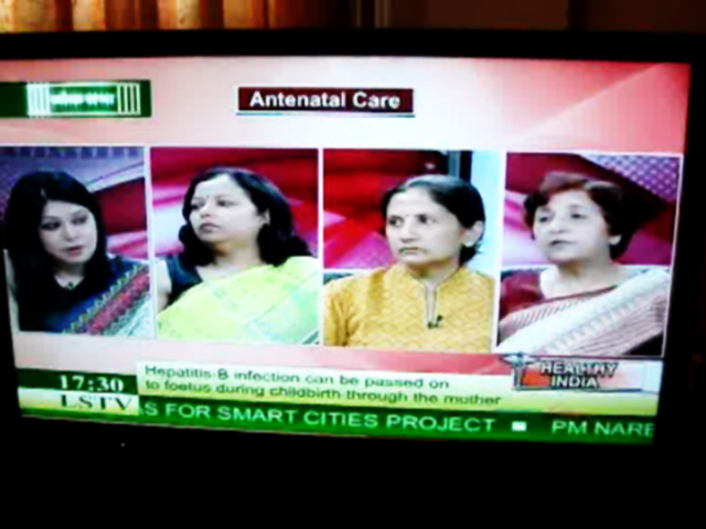 A panel of experts discussing antenatal care on Doordarshan (National Television) in India - A.G. Radhika
