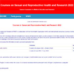 Courses on Sexual and Reproductive Health and Research 2022